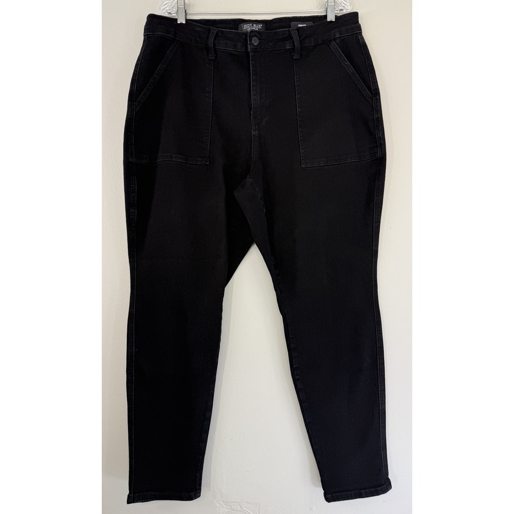 Judy‎ Blue Jogger Jeans Women's 18W Black Stretch Denim (missing drawstring)